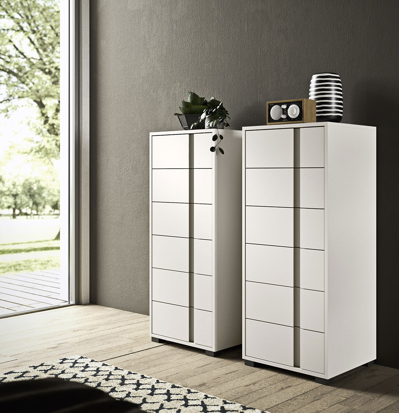 contemporary style chests of drawers with tone-on-tone finish