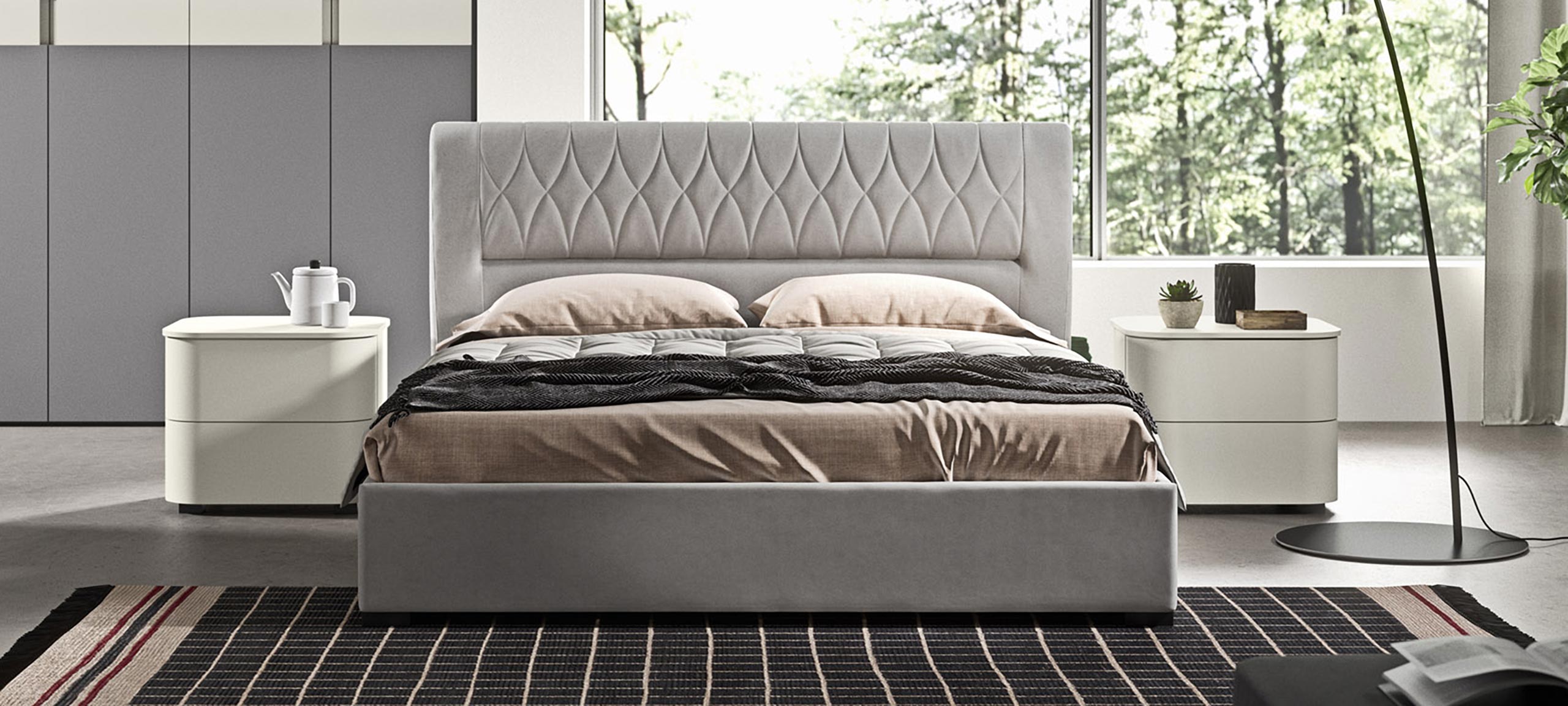faux leather double bed with container 4