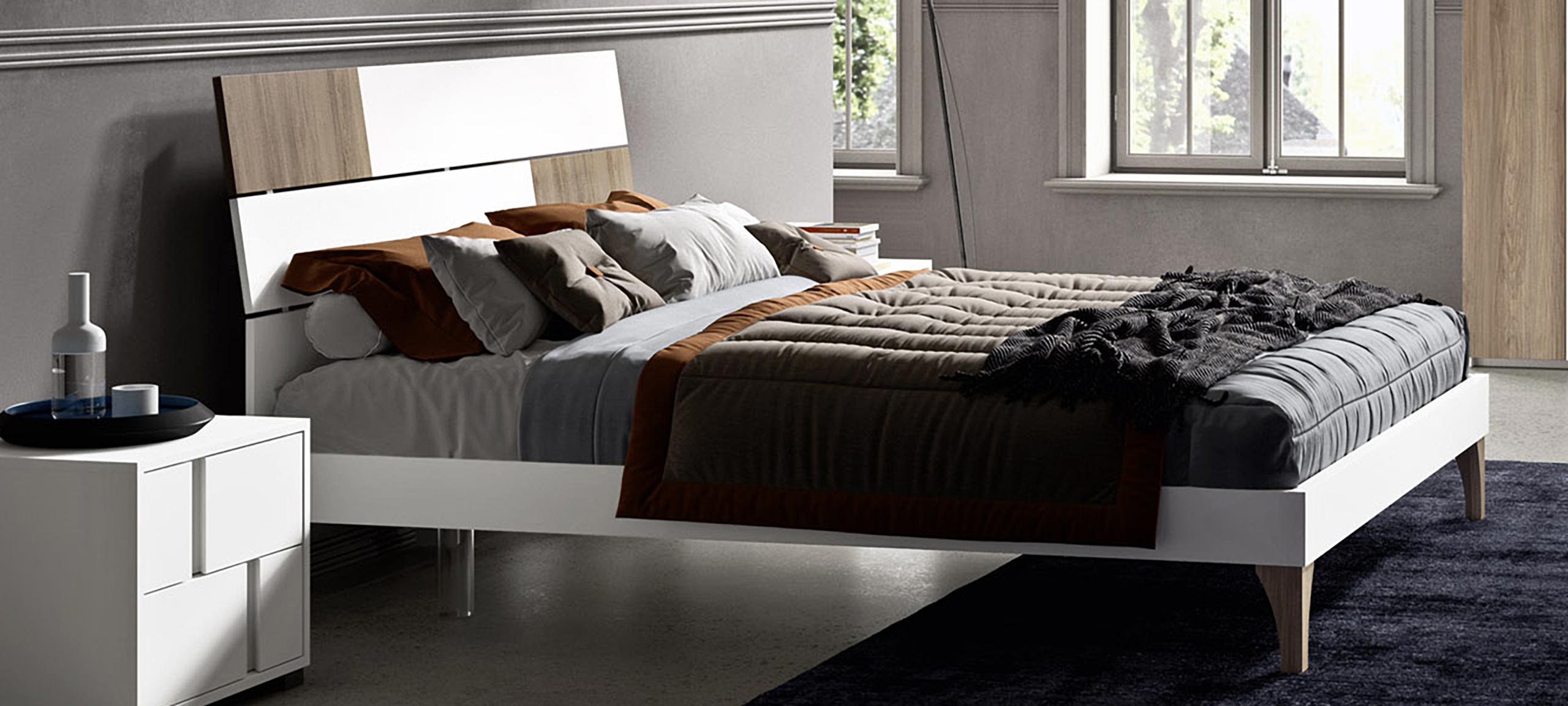 contemporary style wooden double bed 2
