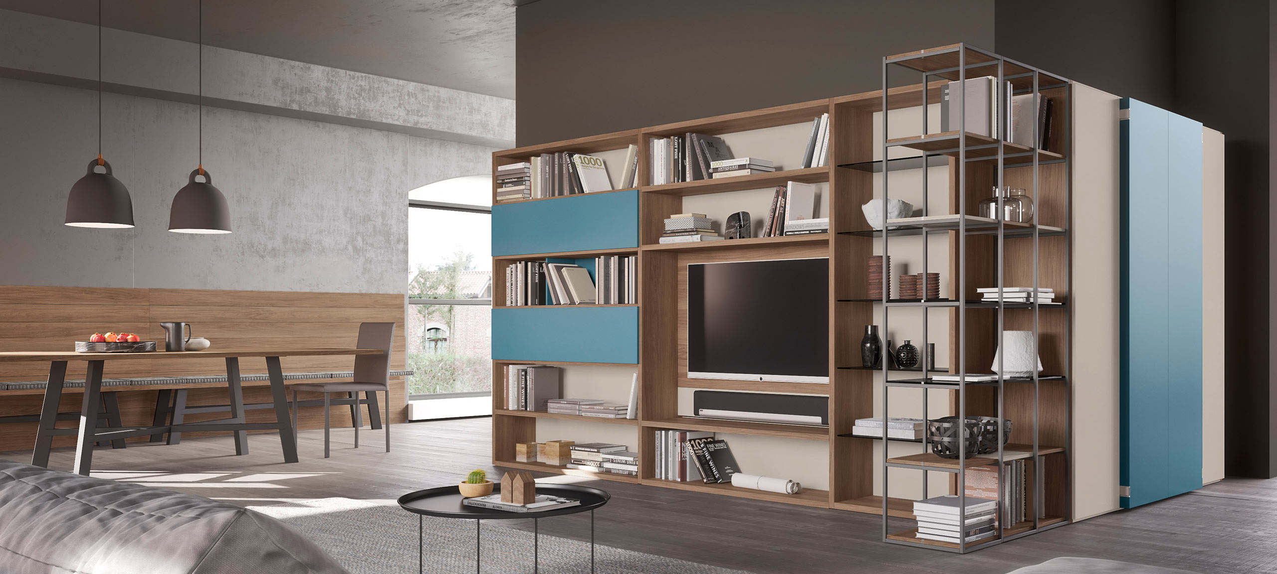 contemporary style, modular wall bookcases 3