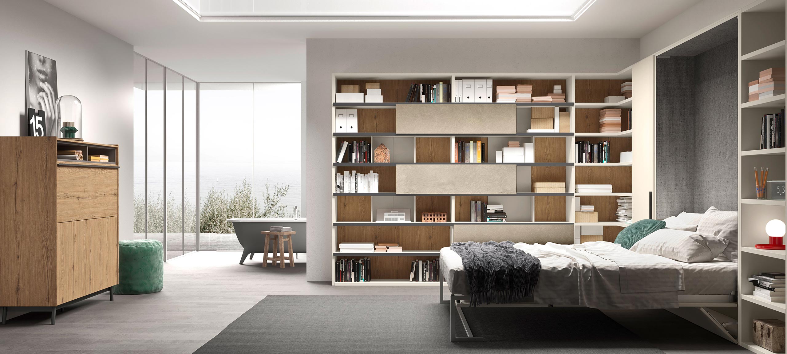 contemporary style, modular wall bookcases 9