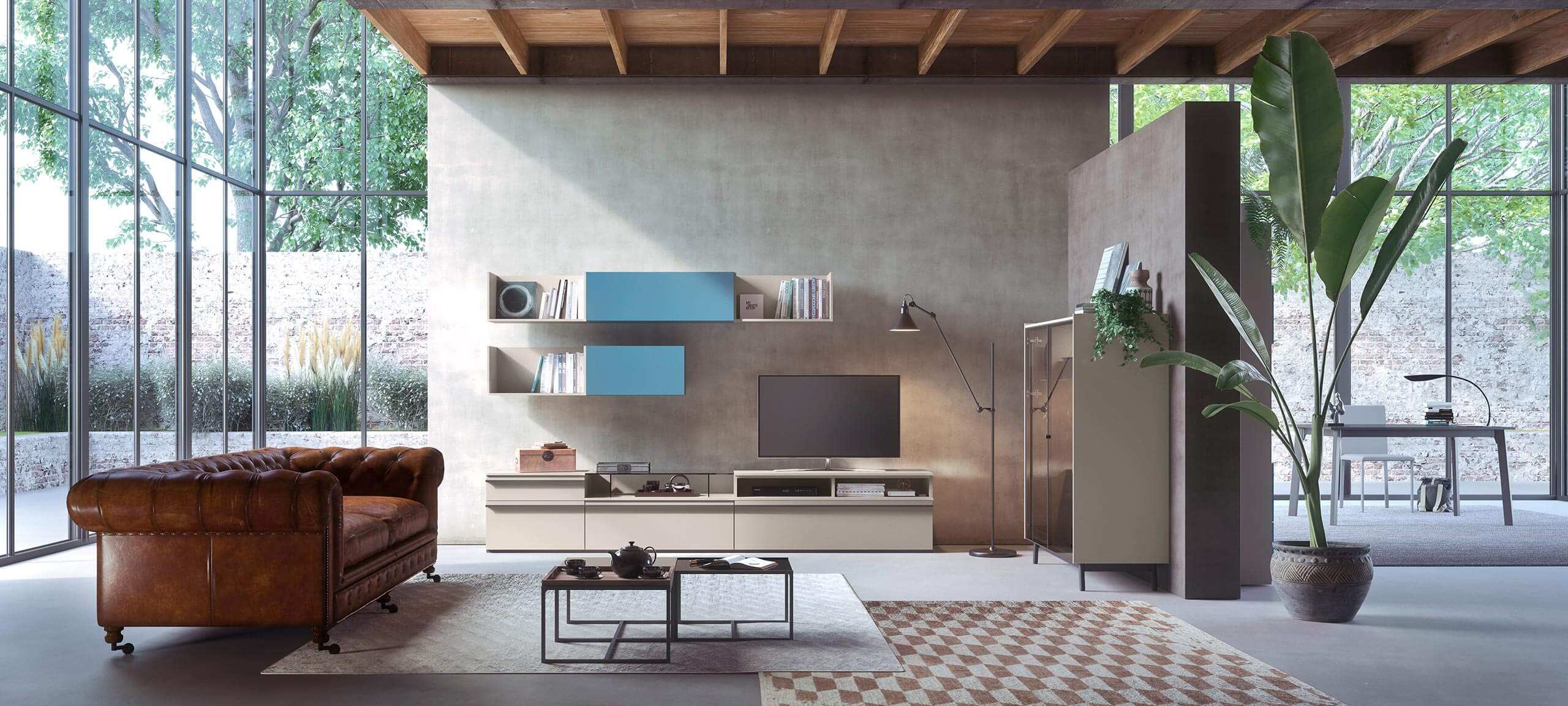 contemporary style TV storage wall for your living room 2