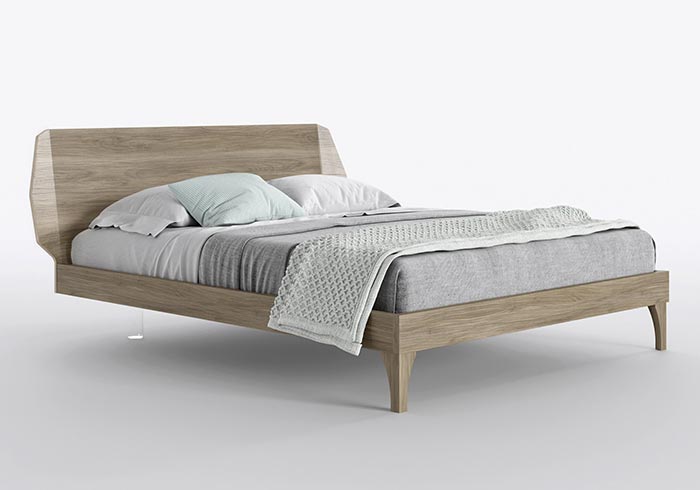 minimalist wooden double bed