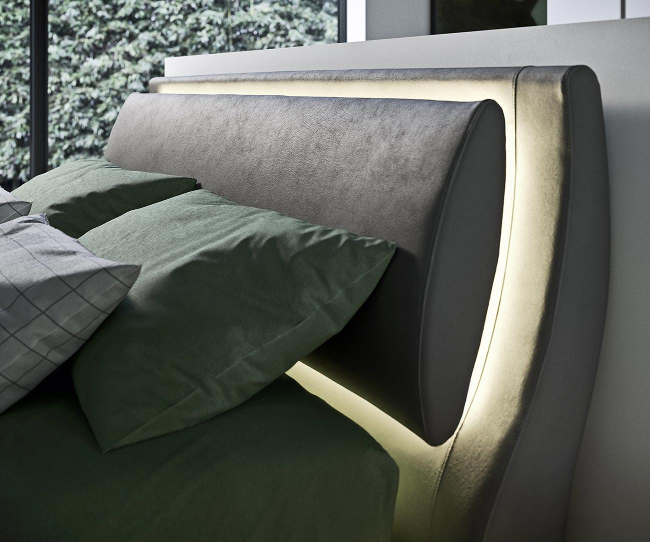 Modern double bed with LED light