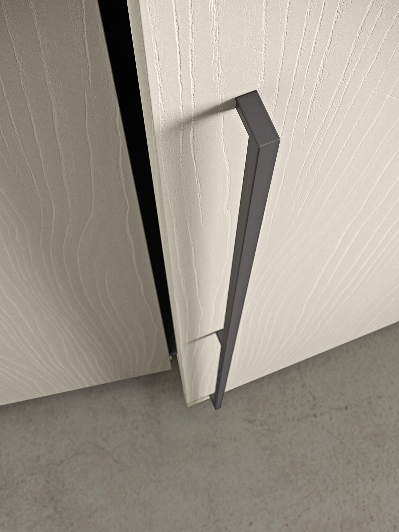 hinged-door wardrobe with nickel, lead or bronze finished handle