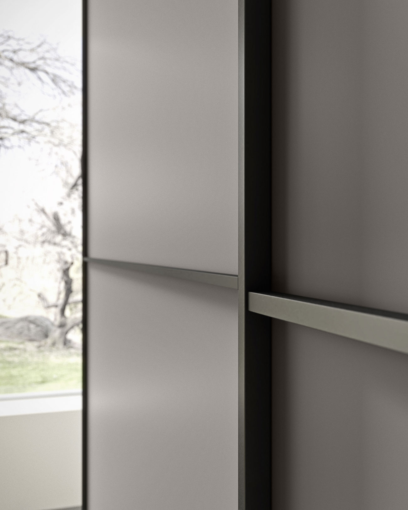 sliding-door wardrobe with anthracite grey or matt frame