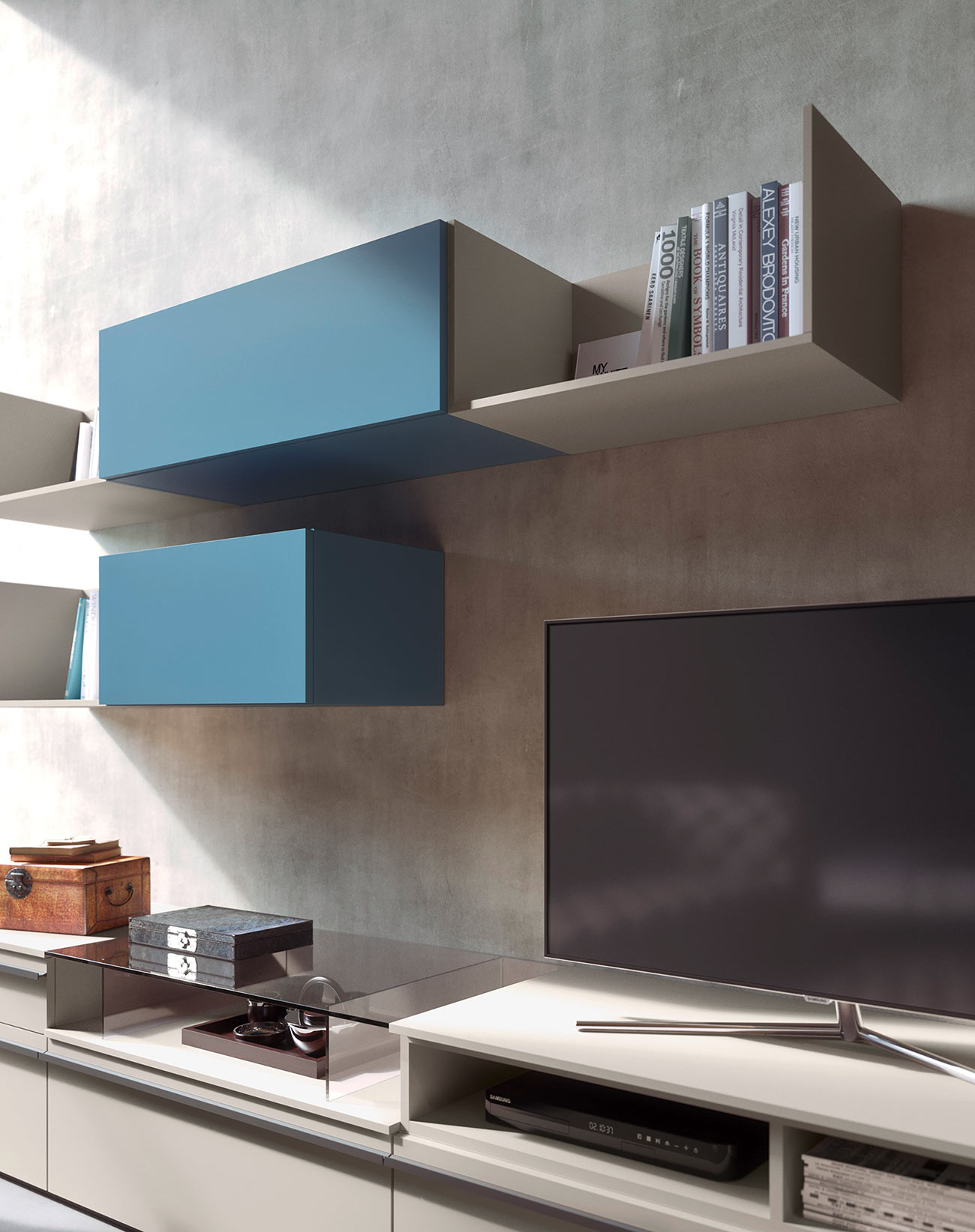 wooden wall-mounted shelf for contemporary style interiors