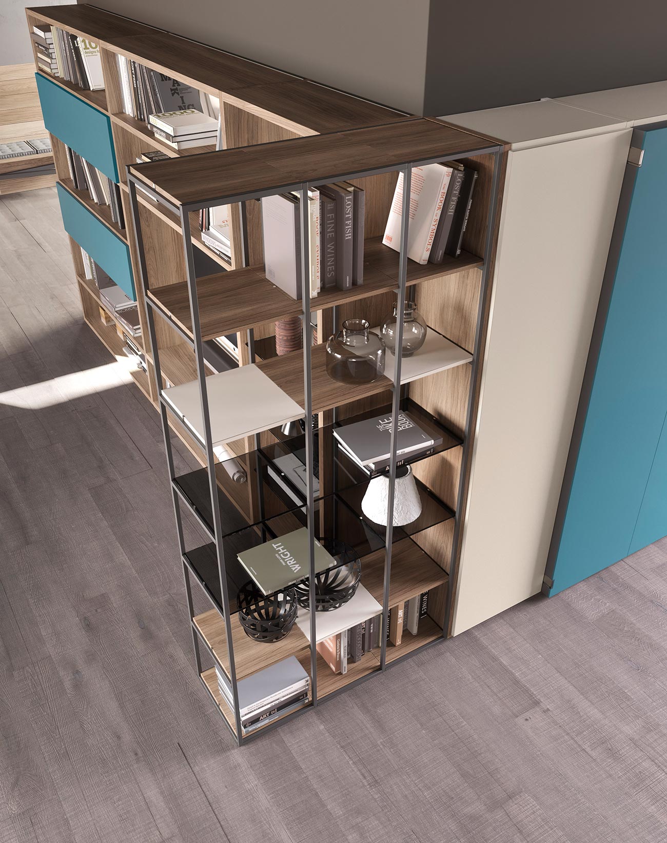 contemporary style modular bookcase shelves