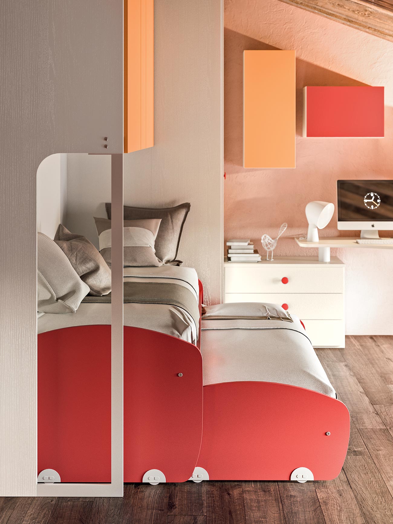 cameretta con letto su ruote