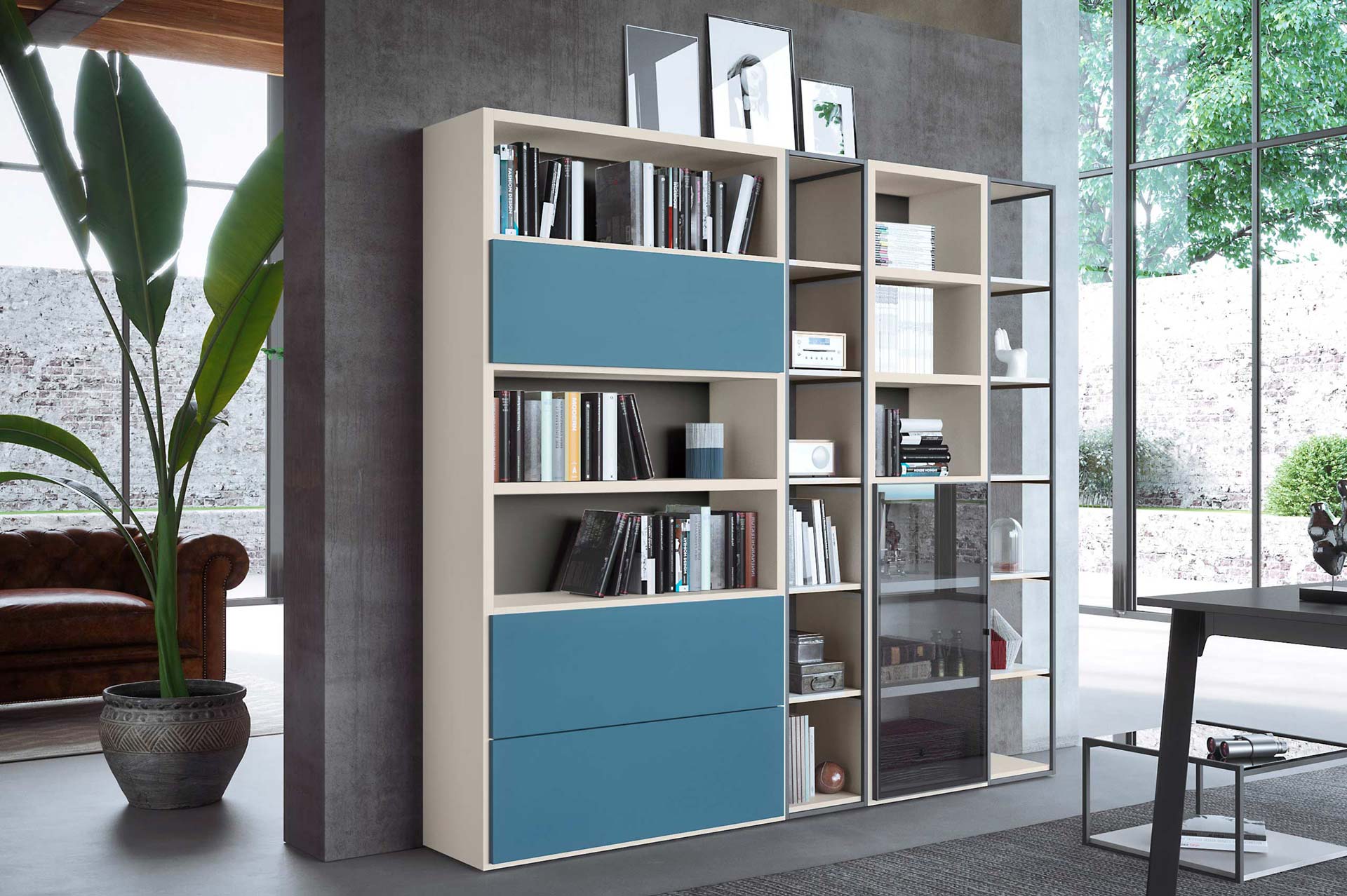 Contemporary style, modular wall bookcase 2