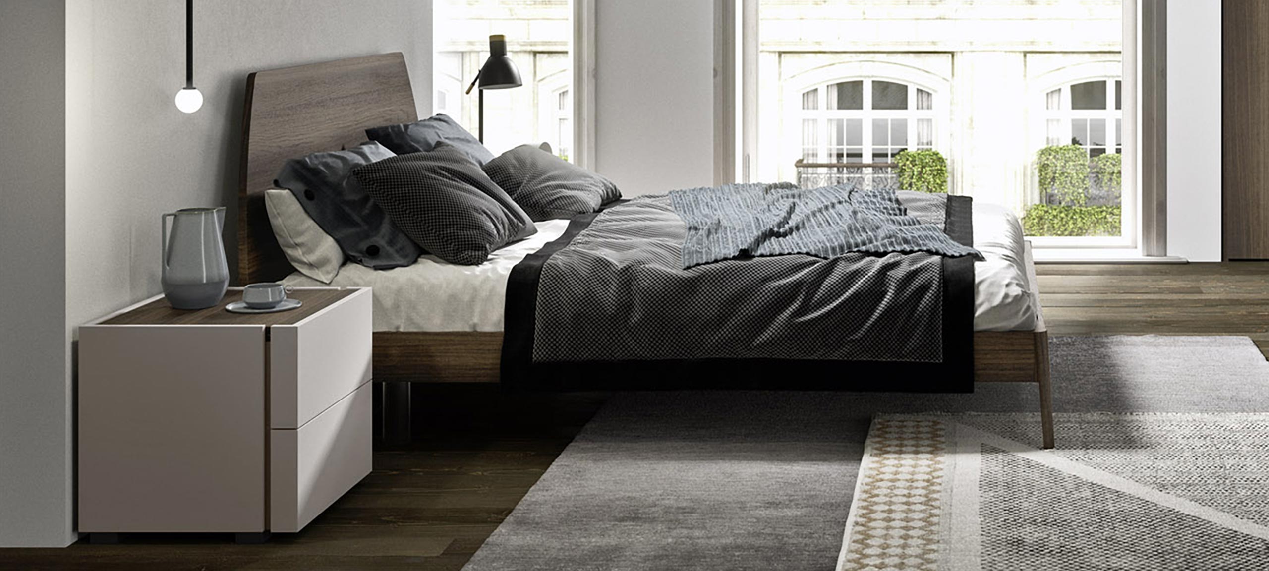 VICO - Double Bed with Eco-Leather Lining, Container and ...