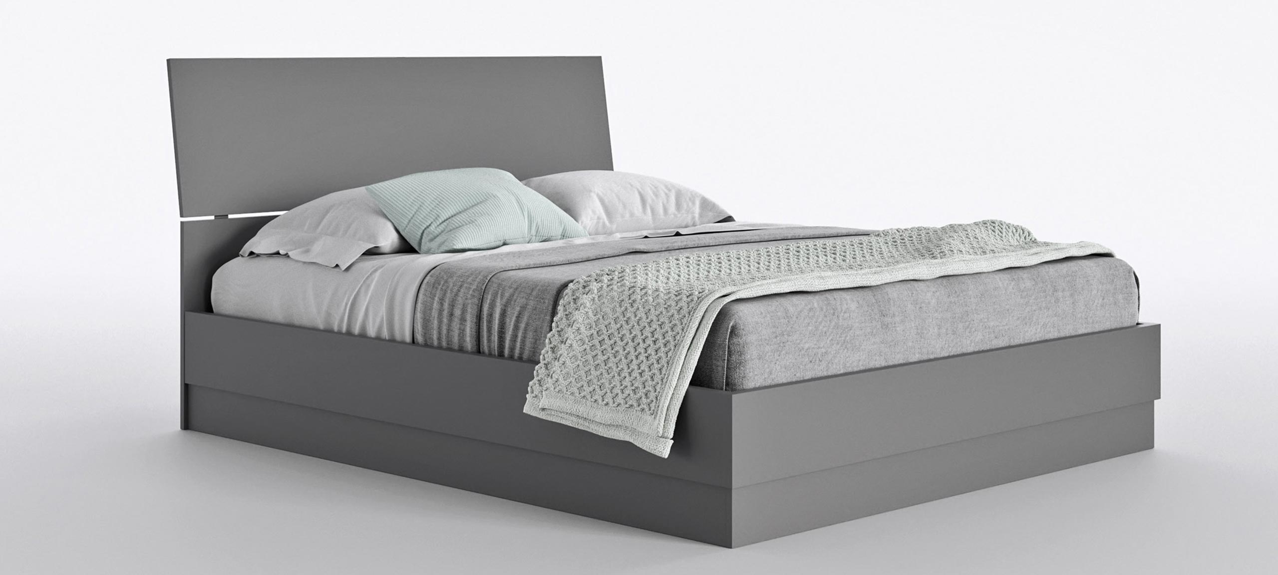 minimalist double bed with reclining headrest 2