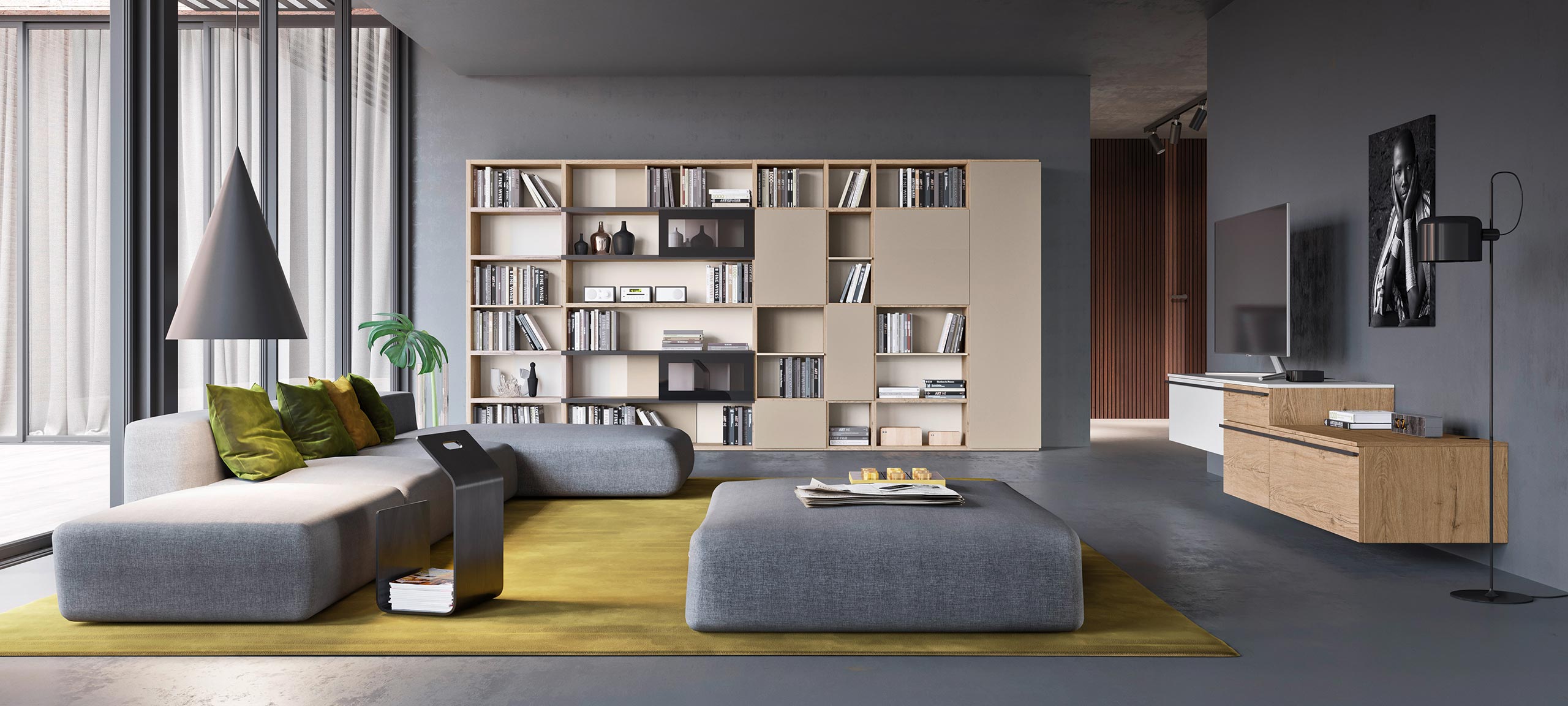 contemporary style, modular wall bookcases 1