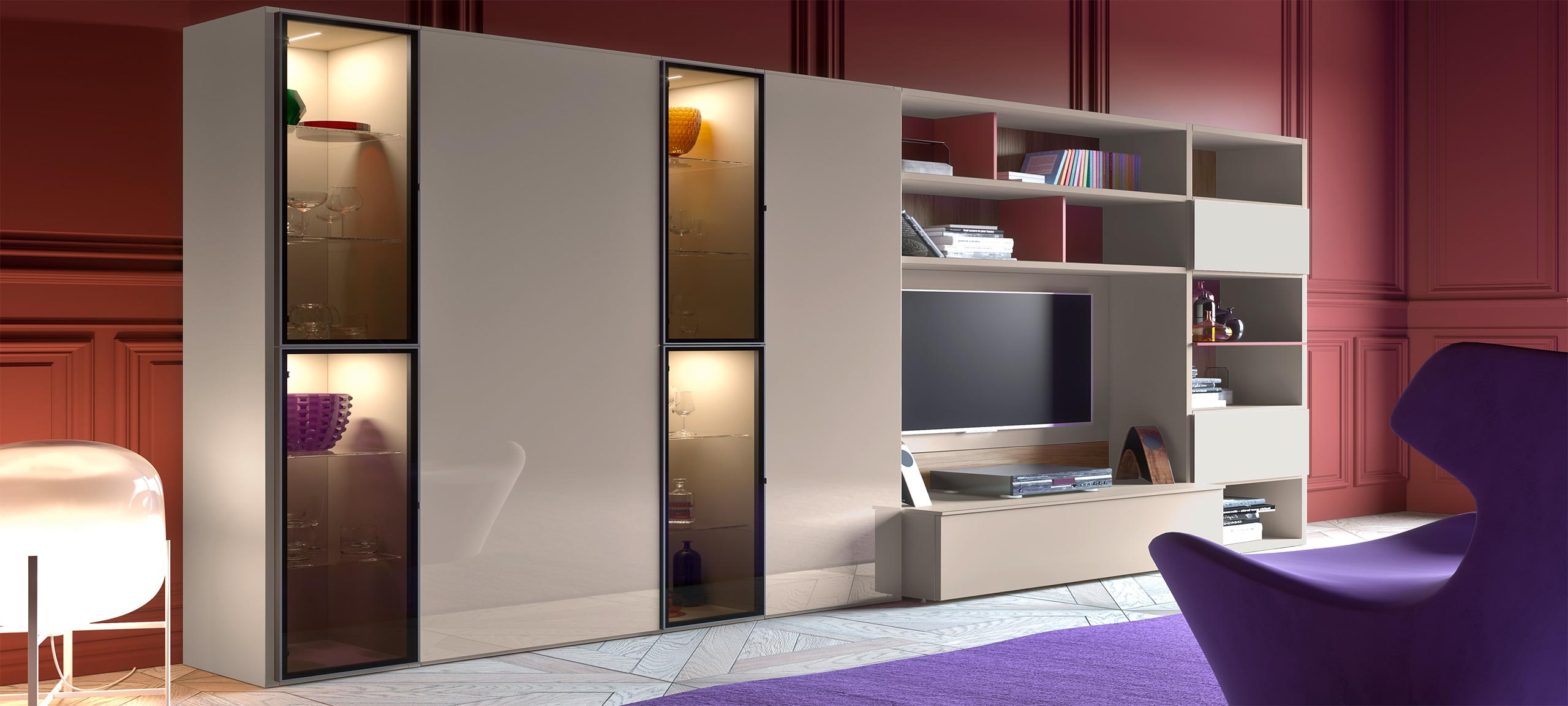 contemporary style, modular wall bookcases 5