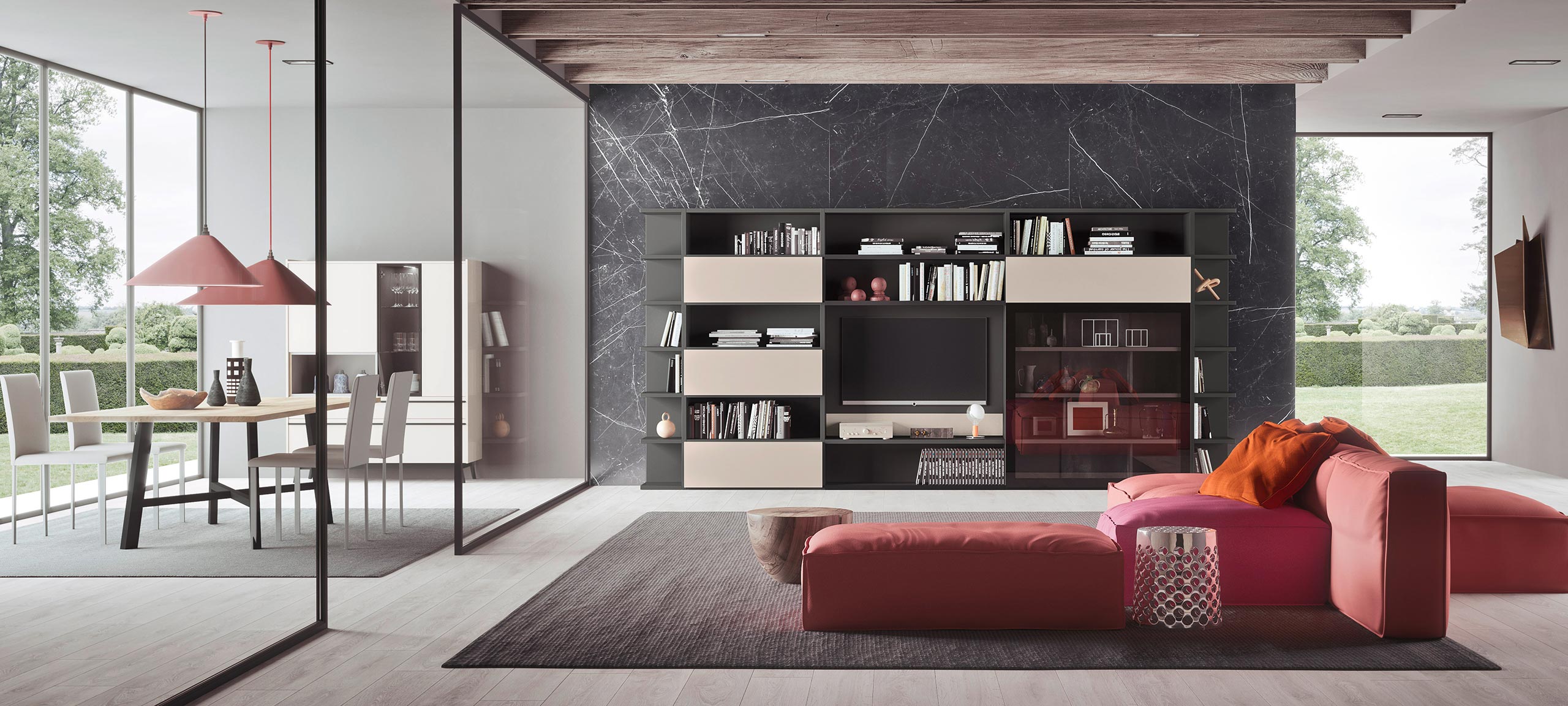 contemporary style, modular wall bookcases 6