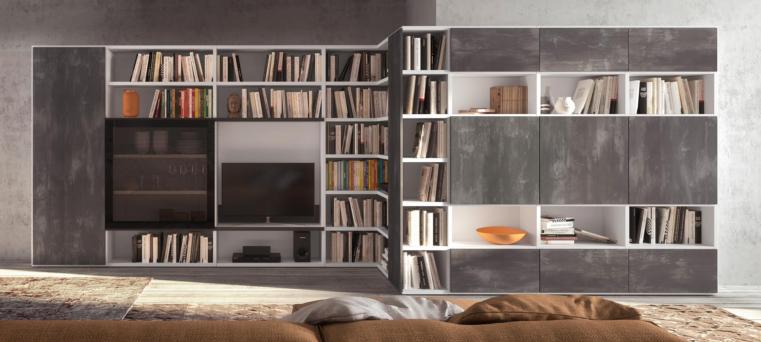contemporary style, modular wall bookcases 8