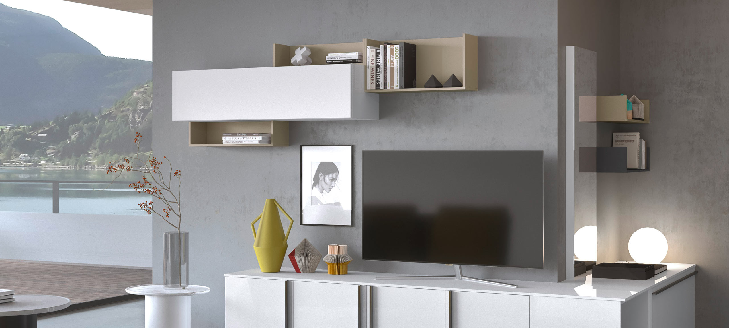 contemporary style wooden wall-mounted shelf 2