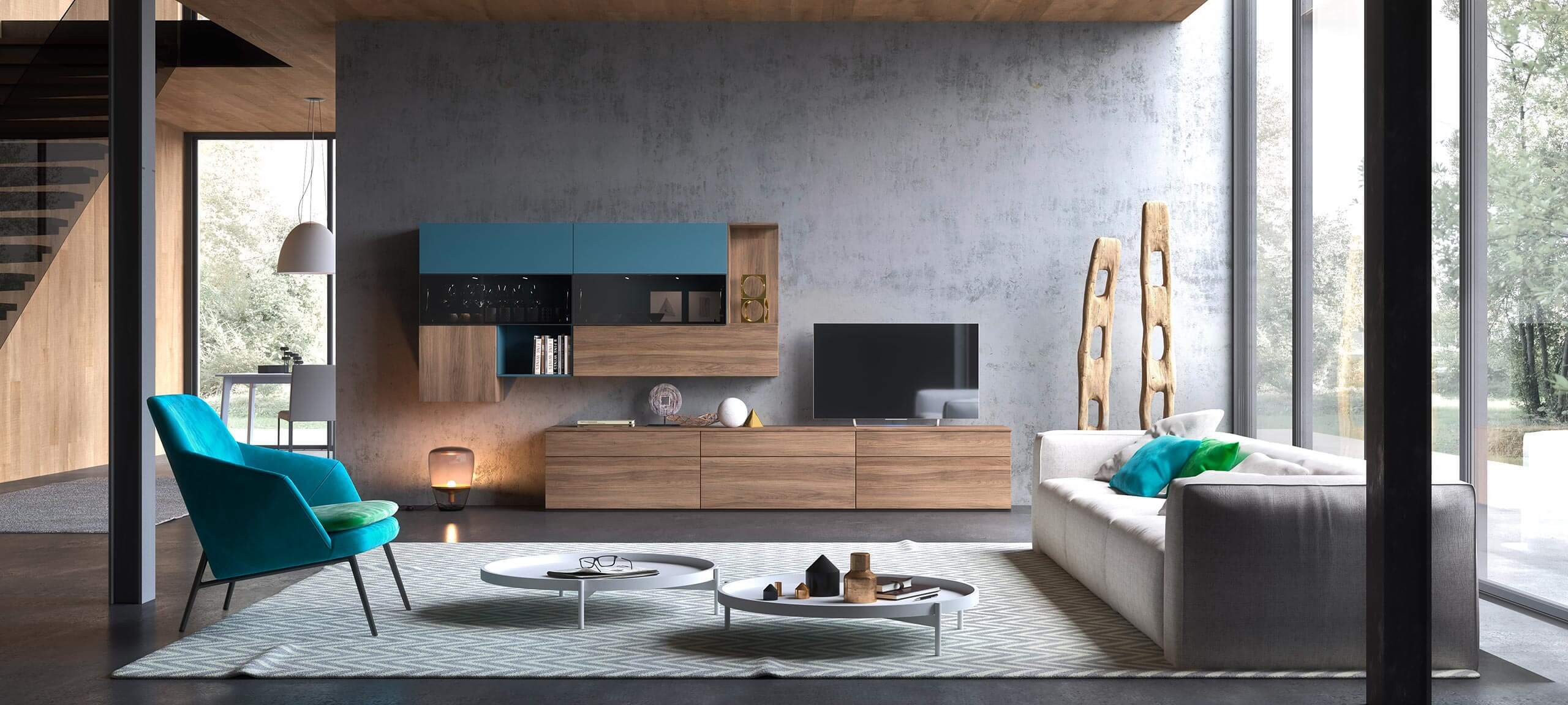 Mobili living design: pareti attrezzate per soggiorni moderni