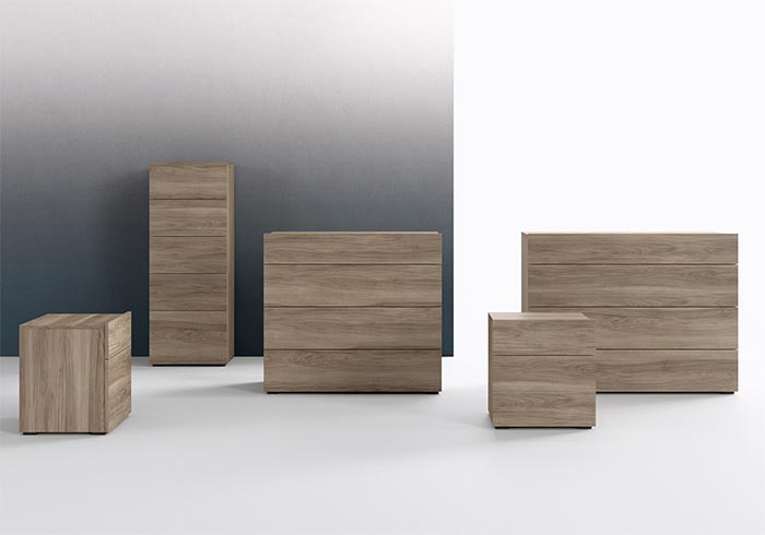 contemporary-style cube bedsides, drawer units and chests