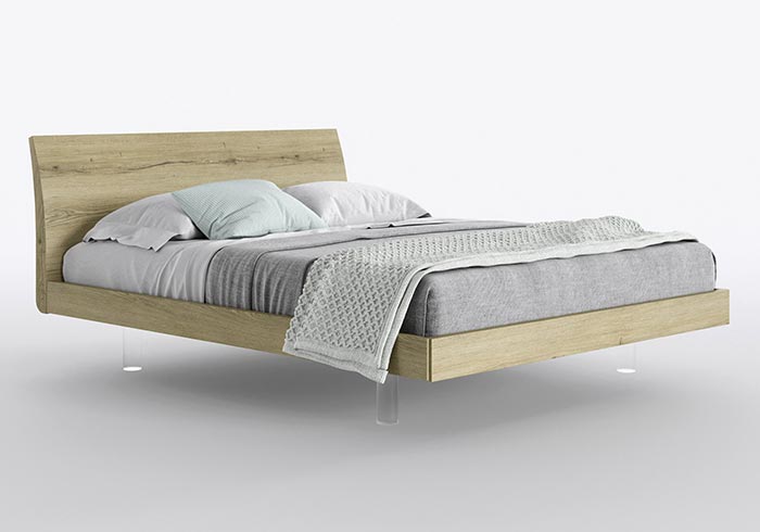 wooden double bed with headboard