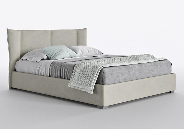 modern, upholstered, faux leather-lined double bed